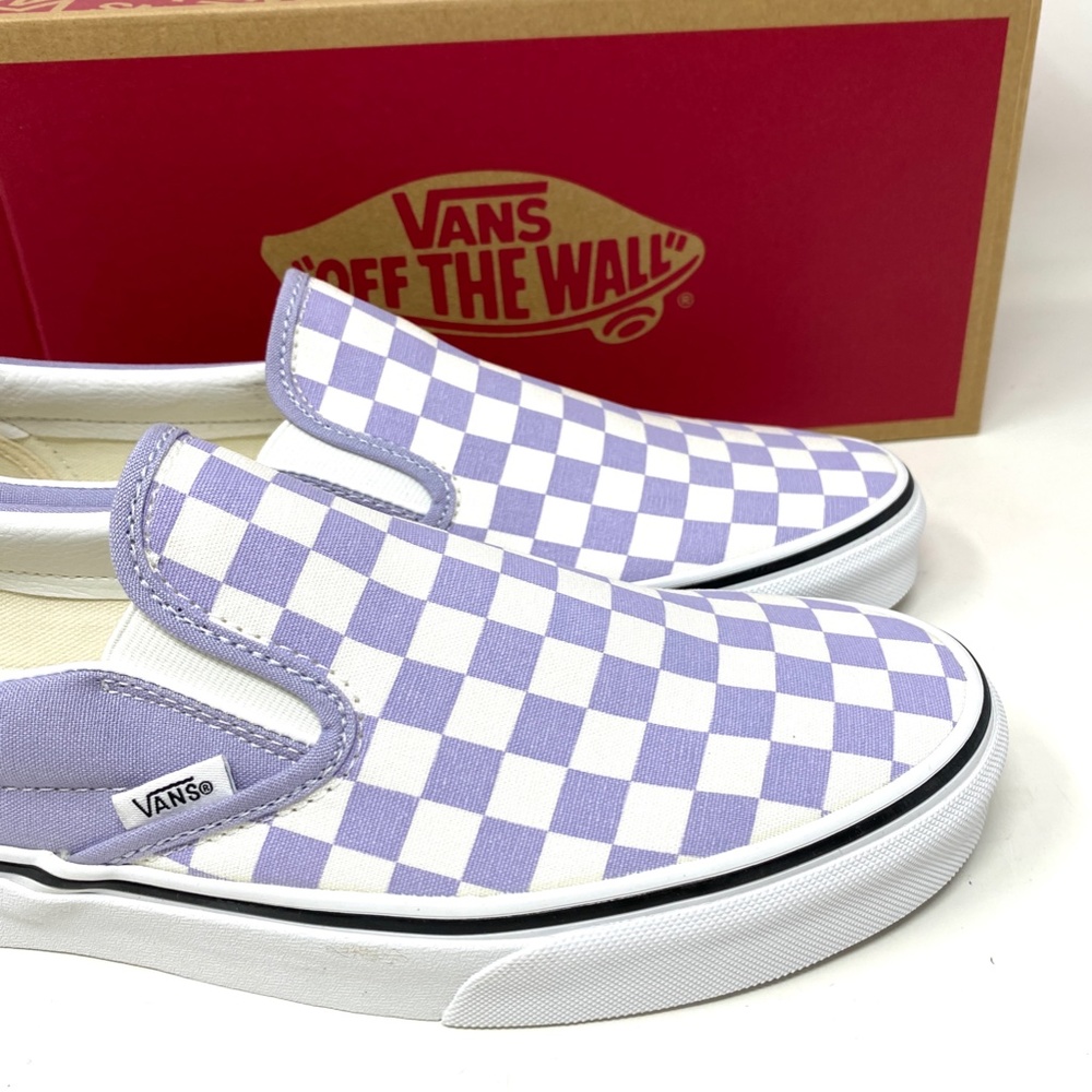 VANS Classic Slip On Checker Lavender Men’s Low Top Canvas Sneakers VN000XG8ARV - Picture 3 of 11